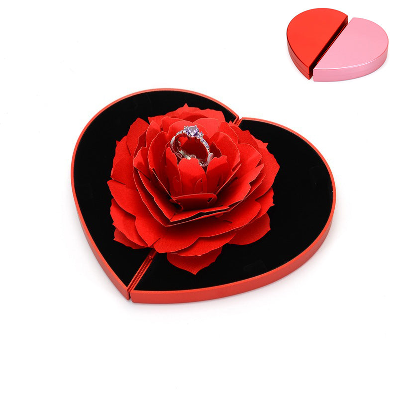 3D Heart-shaped Rose Ring Box